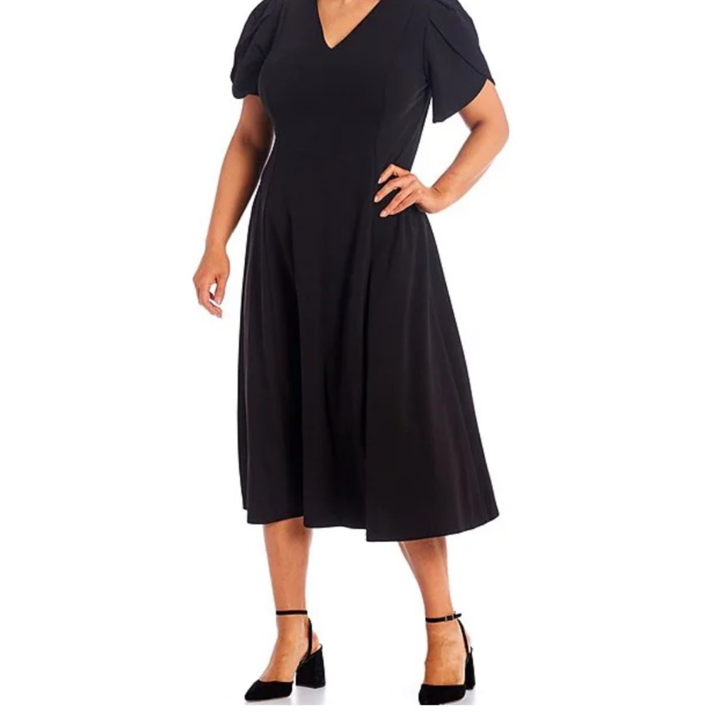 Calvin Klein Navy Blue Tulip Sleeve Dress in Plus Size